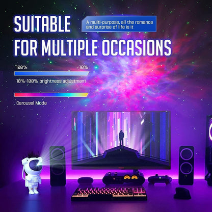 ✨ Astronaut Galaxy Projector – 360° Magnetic Head Rotation | Remote Control | Starry Night Light | Home & Party Decor